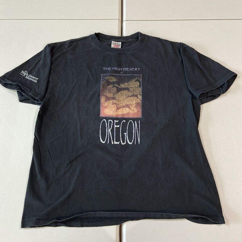 Vintage High Desert Of Oregon Natural History T Shirt Museum Oneita Black XL